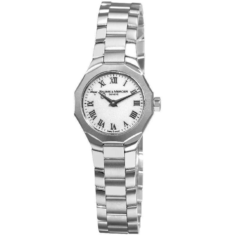 Watches with leather straps and quick release clasps   Baume & Mercier Women's MOA08761 Riviera Stainless Steel Watch