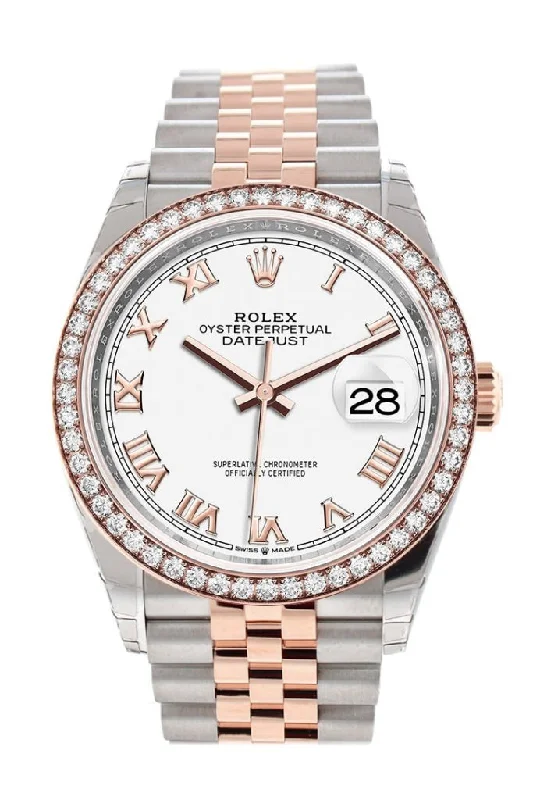 Watches with classic style for timeless appeal Rolex Datejust 36 White Roman Dial Diamond Bezel Rose Gold Two Tone Jubilee Watch 126281RBR 126281 NP Watches with classic style for timeless appeal Rolex Datejust 36 White Roman Dial Diamond Bezel Rose Gold Two Tone Jubilee Watch 126281RBR 126281 NP