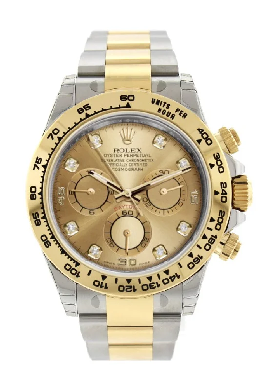 Watches with a stylish look   Rolex Cosmograph Daytona Champagne Diamond Dial Steel 18K Yellow Gold Men's Watch 116503