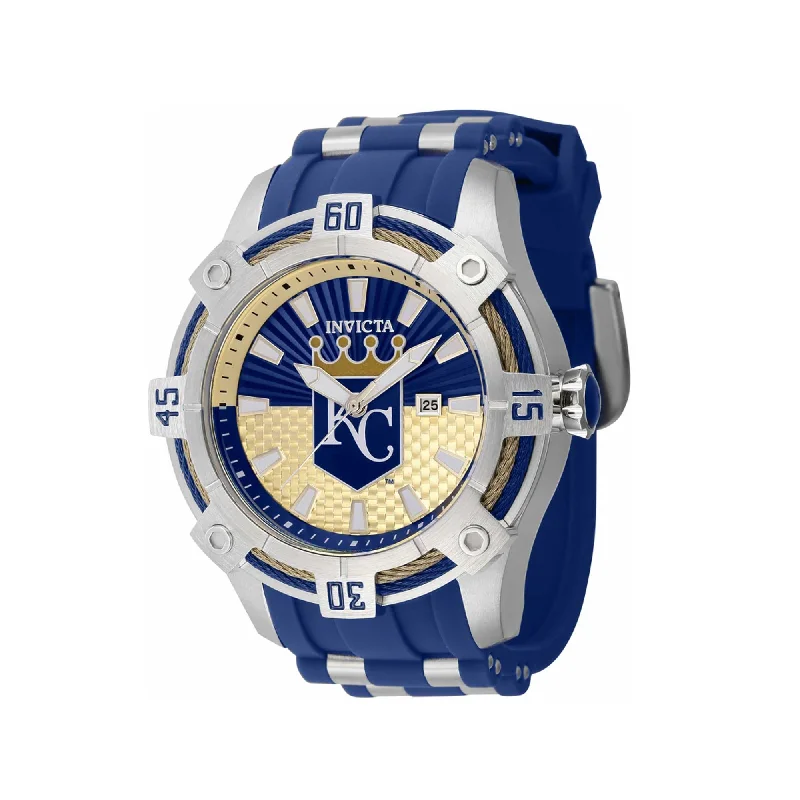 minimalistic watches for men with leather bands   Invicta Men's Quartz Watch - MLB Kansas City Royals Blue and Khaki Dial | 43270