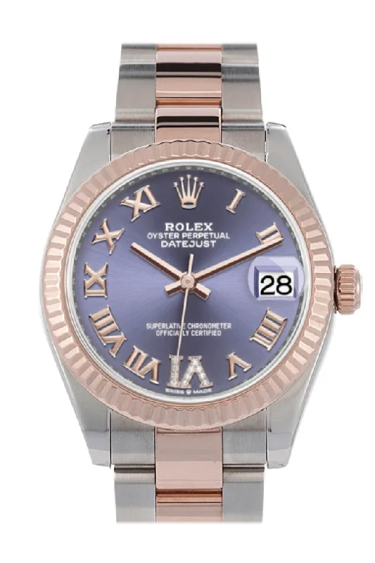 Watches with leather straps and quick release clasps Rolex Datejust 31 Aubergine Large VI set with diamonds Dial Fluted Bezel 18K Everose Gold Two Tone Watch 278271 Watches with leather straps and quick release clasps Rolex Datejust 31 Aubergine Large VI set with diamonds Dial Fluted Bezel 18K Everose Gold Two Tone Watch 278271