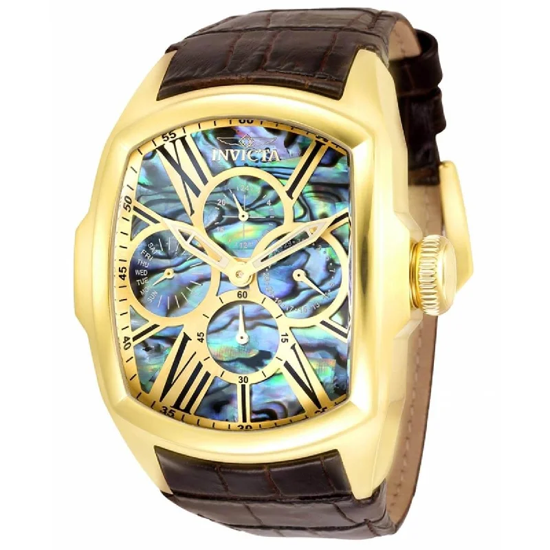 Watches made for exclusive collectors Invicta Men's Quartz Watch - Lupah Yellow Gold Case Brown Leather Strap | 35193 Watches made for exclusive collectors Invicta Men's Quartz Watch - Lupah Yellow Gold Case Brown Leather Strap | 35193