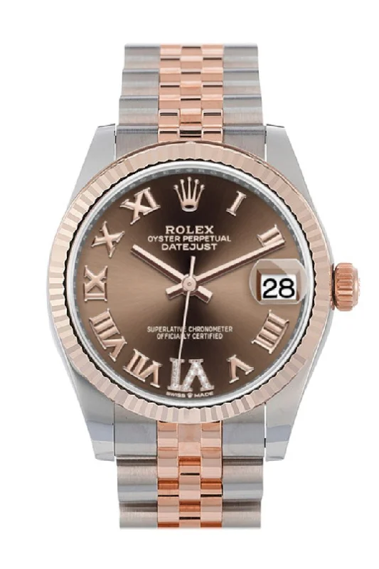 Watches made for exclusive collectors Rolex Datejust 31 Chocolate Large VI set with diamonds Dial Fluted Bezel 18K Everose Gold Two Tone Jubilee Watch 278271 Watches made for exclusive collectors Rolex Datejust 31 Chocolate Large VI set with diamonds Dial Fluted Bezel 18K Everose Gold Two Tone Jubilee Watch 278271