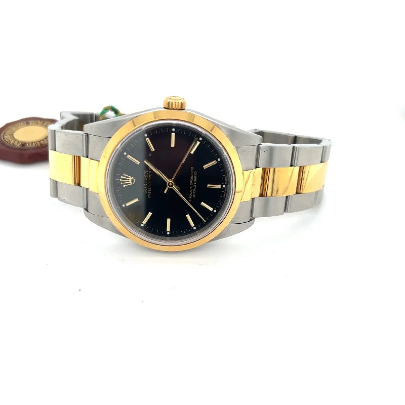 watches with custom engravings for gifts   NOS 2002 Rolex Oyster Perpetual 34mm Black