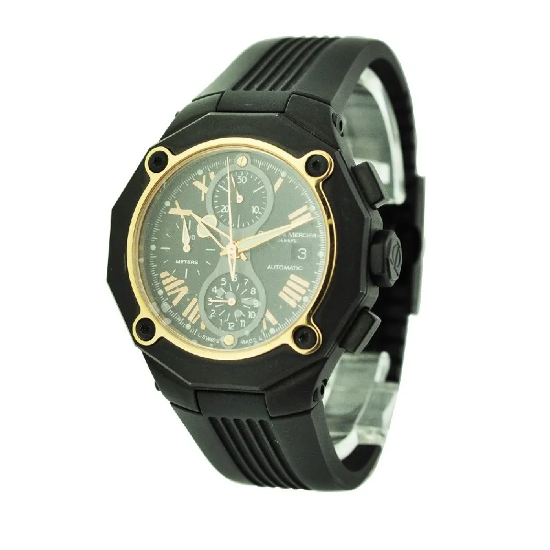 Watches with a stylish look   Baume & mercier Men's MOA08758 Riviera Chronograph Black Rubber Watch