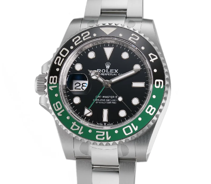 Vintage style quartz watches   40mm Lefty Sprite Black & Green Ceramic Bezel Steel Oyster Bracelet