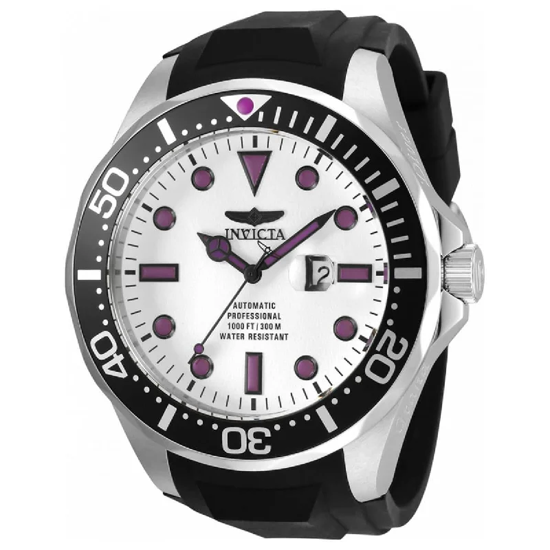 Men's dress watches with slim profile Invicta Men's Watch - Pro Diver White Dial Silver Tone Case Black Strap | 36434 Men's dress watches with slim profile Invicta Men's Watch - Pro Diver White Dial Silver Tone Case Black Strap | 36434