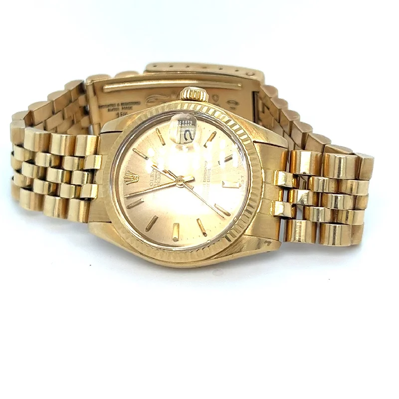 elegant dress watches for formal events   1979 18kt Gold Rolex 31mm Datejust Ref 6827