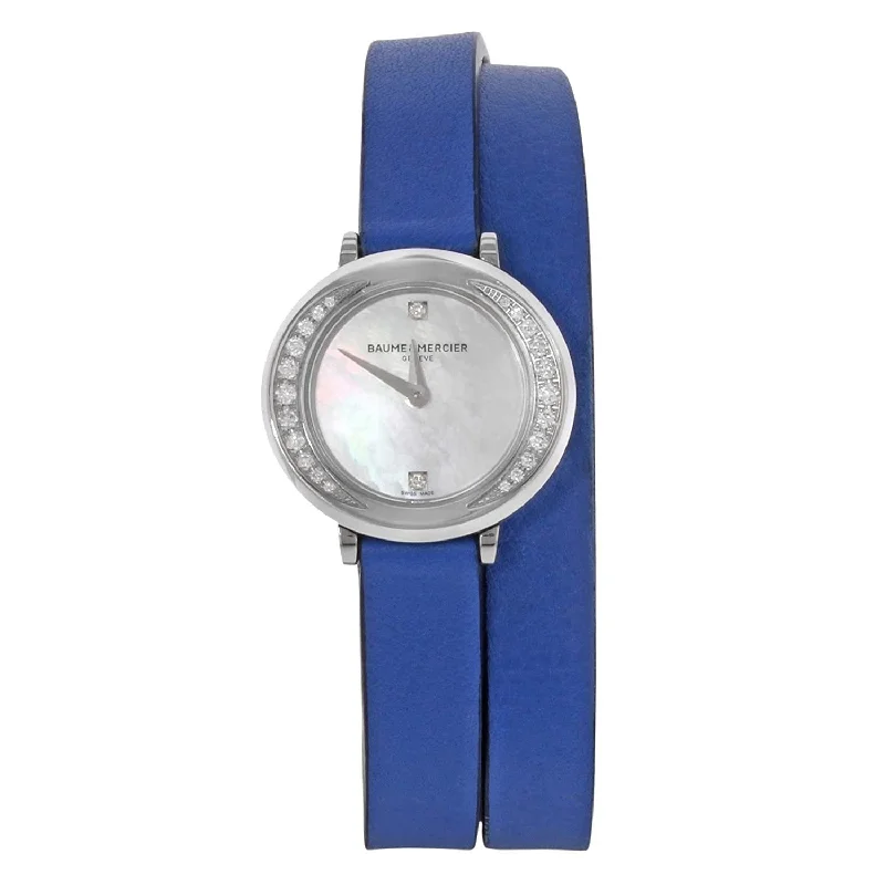 Watches with a stylish look   Baume & Mercier Women's MOA10288 Promesse Blue Leather Watch