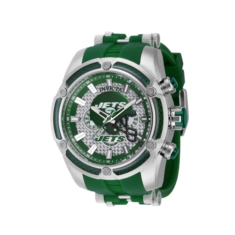 elegant dress watches for formal events   Invicta Men's Watch - NFL New York Jets Chrono Green Silicone Rubber Strap | 41918