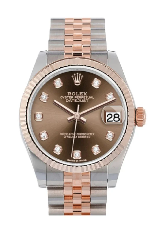 Watches with a luxurious look Rolex Datejust 31 Chocolate Diamond Dial Fluted Bezel 18K Everose Gold Two Tone Jubilee Watch 278271 Watches with a luxurious look Rolex Datejust 31 Chocolate Diamond Dial Fluted Bezel 18K Everose Gold Two Tone Jubilee Watch 278271