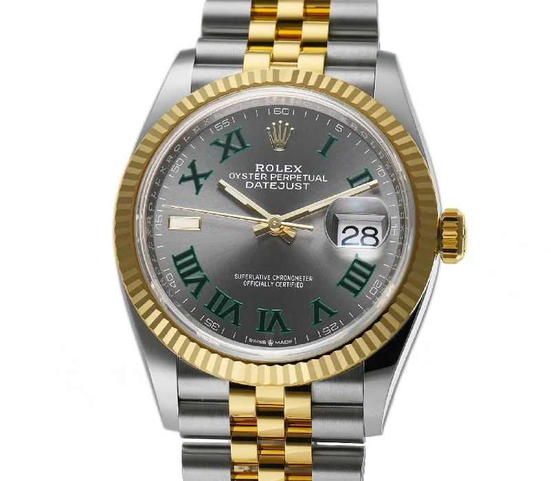 Formal watches for business people 36mm Steel & Yellow Gold Slate Roman Wimbledon Dial Jubilee Bracelet Formal watches for business people 36mm Steel & Yellow Gold Slate Roman Wimbledon Dial Jubilee Bracelet