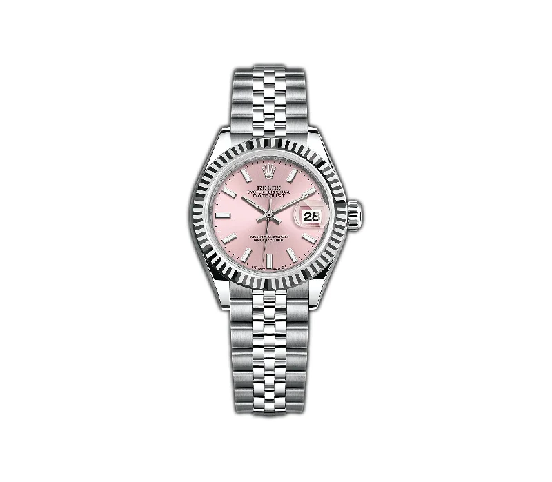 Formal watches for evening events 28mm Stainless Steel Pink Index Dial 18k Fluted Bezel Jubilee Bracelet Formal watches for evening events 28mm Stainless Steel Pink Index Dial 18k Fluted Bezel Jubilee Bracelet