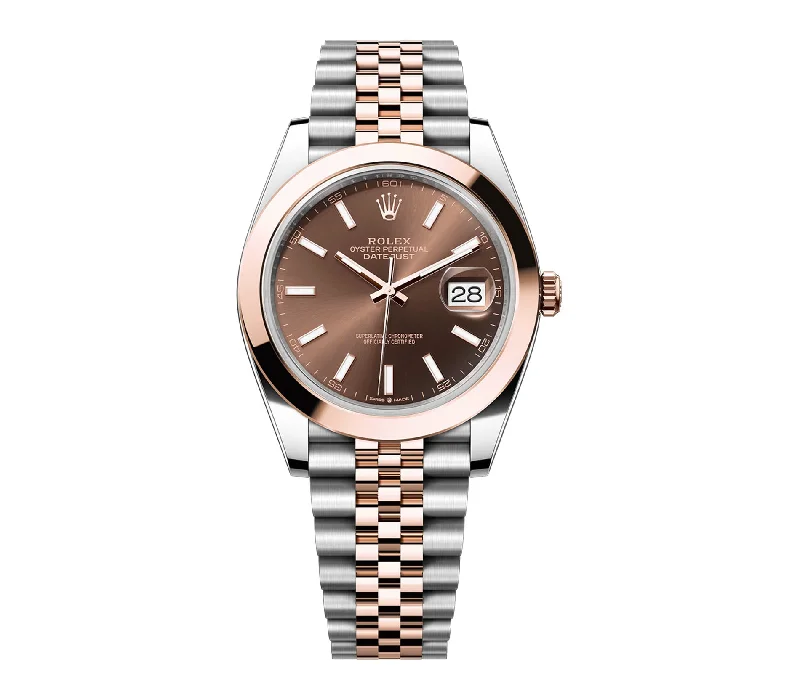 Men's dress watches with slim profile   41mm Steel & Everose Chocolate Index Dial Jubilee Bracelet