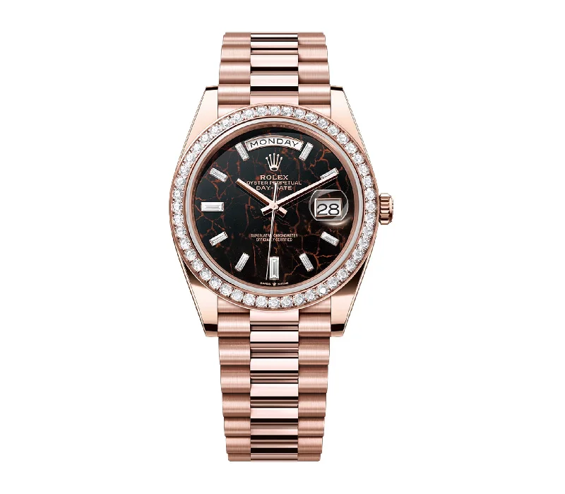 Women's dress watches with elegant straps 40mm 18K Everose Gold President Eisenkiesel Diamond Dial & Bezel Women's dress watches with elegant straps 40mm 18K Everose Gold President Eisenkiesel Diamond Dial & Bezel