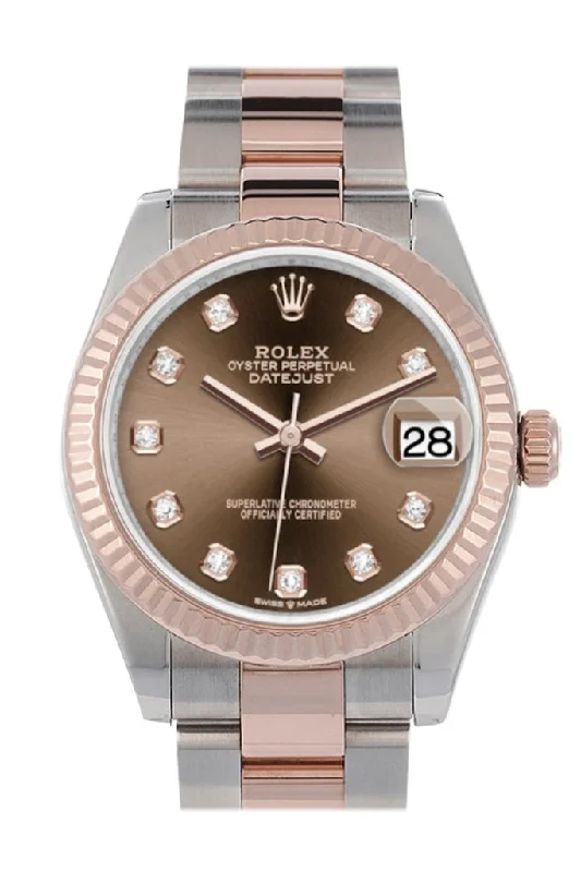 Watches with classic style for timeless appeal Rolex Datejust 31 Chocolate Diamond Dial Fluted Bezel 18K Everose Gold Two Tone Watch 278271 Watches with classic style for timeless appeal Rolex Datejust 31 Chocolate Diamond Dial Fluted Bezel 18K Everose Gold Two Tone Watch 278271