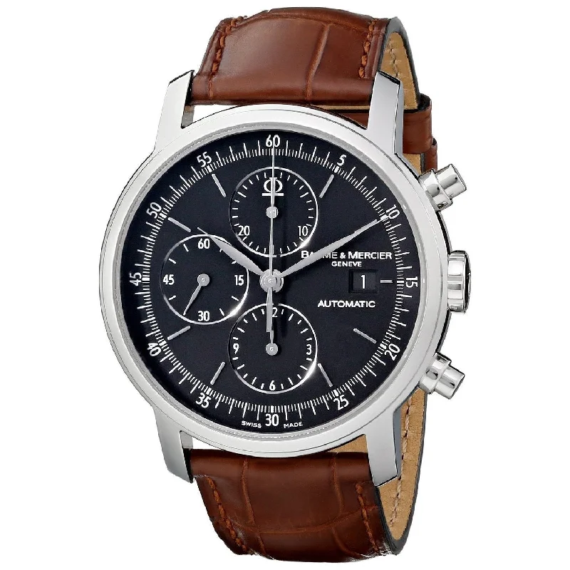 classic pocket watches for collectors   Baume & Mercier Men's MOA08589 Classima Executives Chronograph Automatic Brown Leather Watch