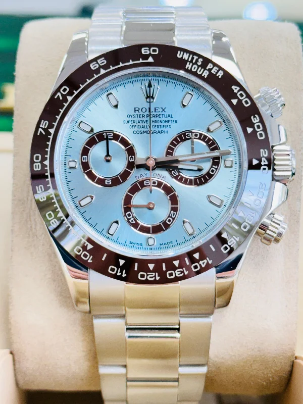 Watches for special occasions   Rolex Daytona 116506 ICE BLUE PLATINUM Watch Box and Papers MINT