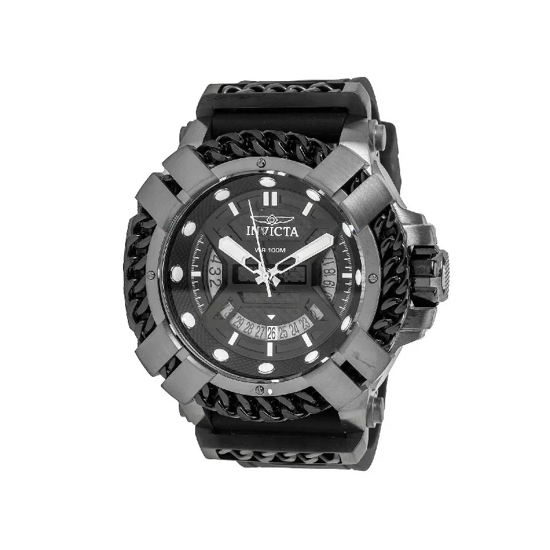 watches with custom engravings for gifts   Invicta Men's Watch - Bolt Black Rubber Strap Date Display Chain Link Bezel | 37521
