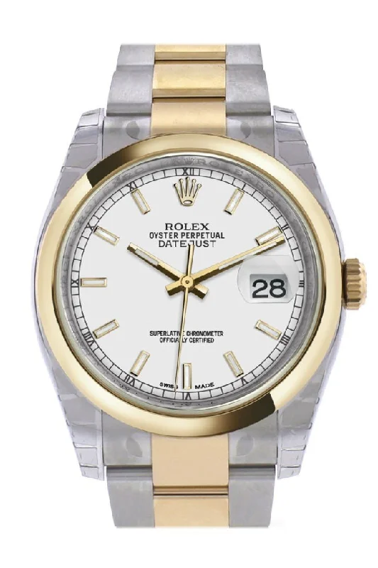 classic pocket watches for collectors   Rolex Datejust 36 White Dial 18k Gold Two Tone Oyster Watch 116203 Pre-owned