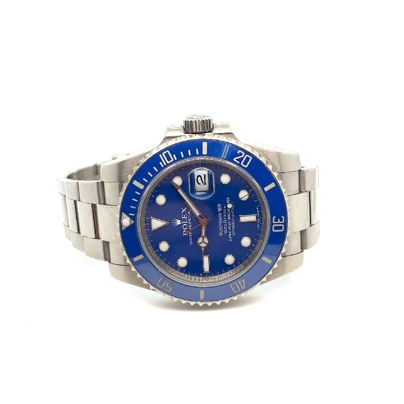 stylish watches for everyday wear   18kt White Gold Rolex "Smurf" Submariner Ref 116619LB