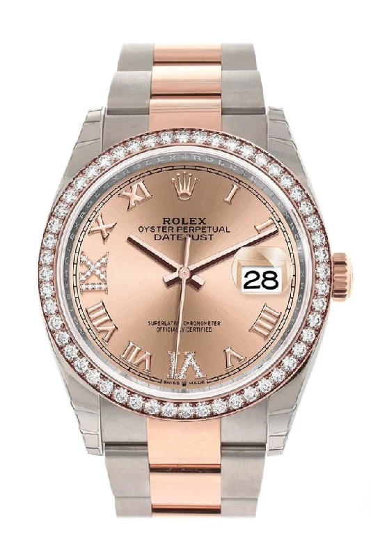 Watches with a sophisticated look Rolex Datejust 36 Rose Set with Diamonds Dial Diamond Bezel Rose Gold Two Tone Watch 126281RBR 126281 NP Watches with a sophisticated look Rolex Datejust 36 Rose Set with Diamonds Dial Diamond Bezel Rose Gold Two Tone Watch 126281RBR 126281 NP