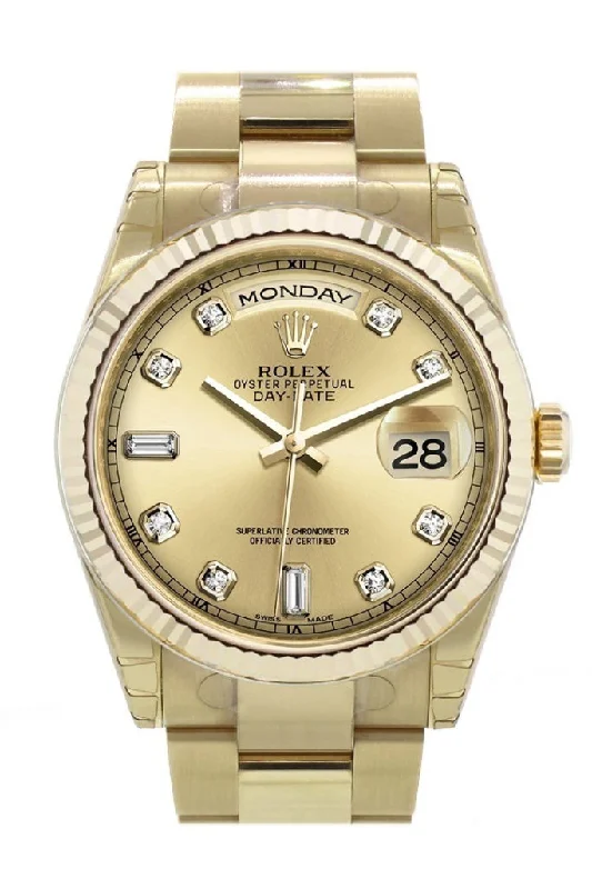 Formal watches for evening events Rolex Day-Date 36 Champagne diamonds Dial Fluted Bezel Yellow Gold Watch 118238 Formal watches for evening events Rolex Day-Date 36 Champagne diamonds Dial Fluted Bezel Yellow Gold Watch 118238