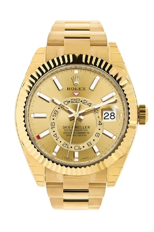 Formal watches for business people   Rolex Sky Dweller Champagne Dial Gmt 18kt Yellow Gold Men's Watch 326938