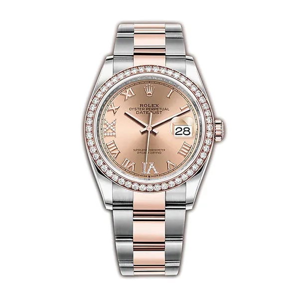 Watches with a luxurious look 36mm Steel & Everose Gold Diamond Bezel Rose Diamond VI & IX Dial Oyster Watches with a luxurious look 36mm Steel & Everose Gold Diamond Bezel Rose Diamond VI & IX Dial Oyster