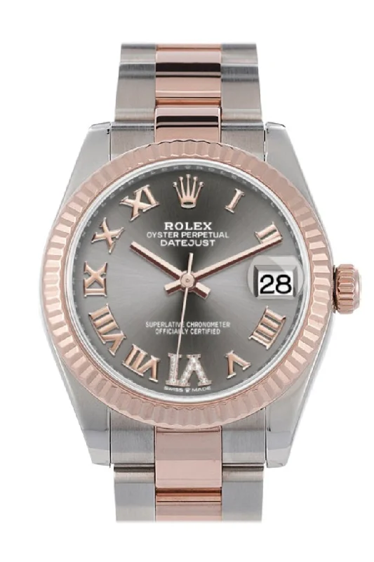 Men's dress watches with slim profile Rolex Datejust 31 Rhodium Large VI set with diamonds Dial Fluted Bezel 18K Everose Gold Two Tone Watch 278271 Men's dress watches with slim profile Rolex Datejust 31 Rhodium Large VI set with diamonds Dial Fluted Bezel 18K Everose Gold Two Tone Watch 278271