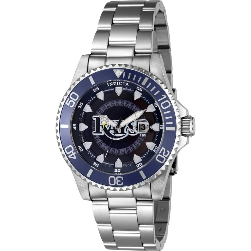 Modern design square dial watches   Invicta Men's Watch - MLB Tampa Bay Rays Rotating Bezel Silver Steel Bracelet | 43480