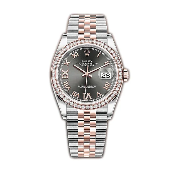 Men's dress watches with slim profile 36mm Steel & Everose Gold Diamond Bezel Slate Diamond VI & IX Dial Jubilee Men's dress watches with slim profile 36mm Steel & Everose Gold Diamond Bezel Slate Diamond VI & IX Dial Jubilee