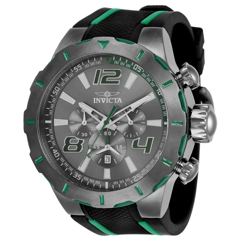 Formal watches for business people   Invicta Men's Chrono Watch - S1 Rally Gunmetal Case Black and Green Strap | 35737