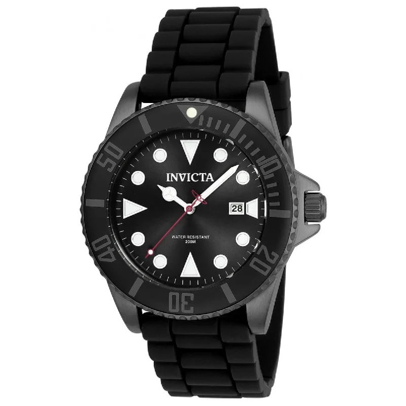 Vintage style quartz watches   Invicta Men's Watch - Pro Diver Black Bezel Gunmetal Case Silicone Strap | 90305