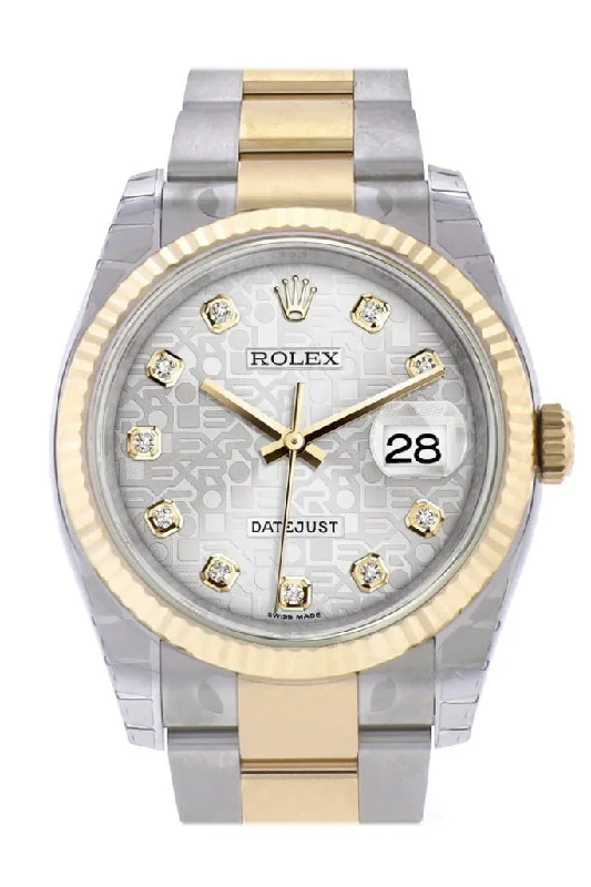 Casual watches for weekend outings   Rolex Datejust 36 Silver Jubilee Diamond Dial Fluted 18K Gold Two Tone Oyster Watch 116233 Pre-owned