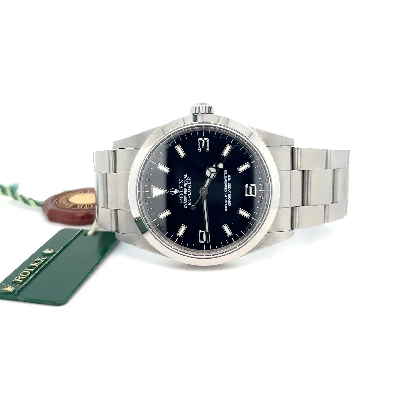 women’s watches with interchangeable bands   NOS 2000 Rolex Oyster Explorer I 36mm Black