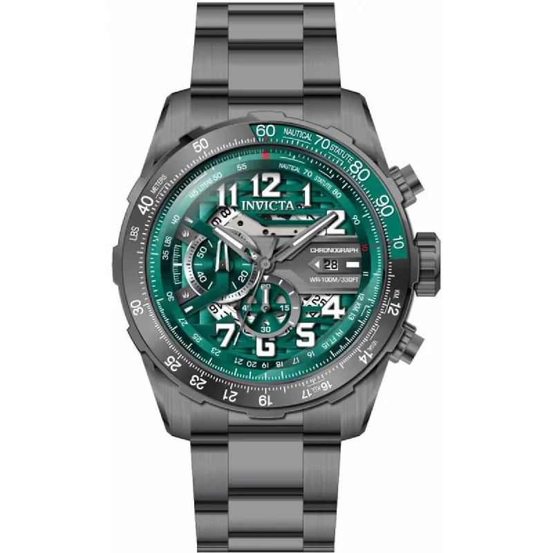 Formal watches for evening events Invicta Men's Chronograph Watch - Aviator Gunmetal and Green Dial Bracelet | 36677 Formal watches for evening events Invicta Men's Chronograph Watch - Aviator Gunmetal and Green Dial Bracelet | 36677