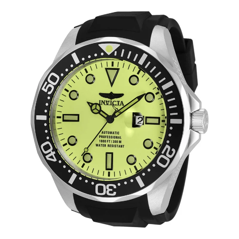 watches with custom engravings for gifts   Invicta Men's Automatic Watch - Pro Diver Green Dial Black Silicone Strap | 33603