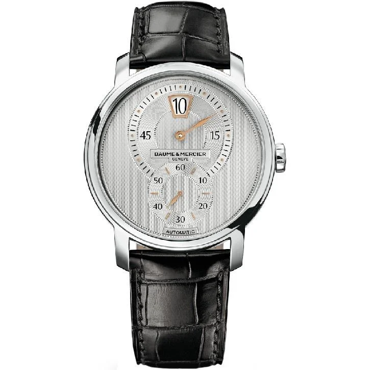 women’s watches with interchangeable bands   Baume & Mercier Men's MOA10039 Classima Executives Automatic Black Leather Watch