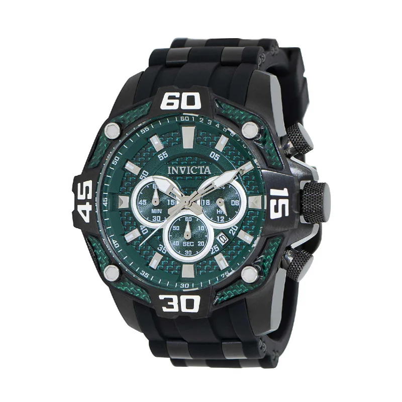 stylish watches for everyday wear   Invicta Men's Chronograph Watch - Pro Diver Black Steel and Rubber Strap | 40524