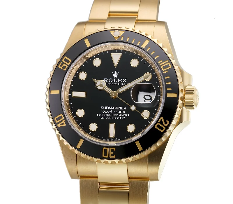 Vintage style quartz watches   41mm 18k Yellow Gold Ceramic Bezel Black Dial
