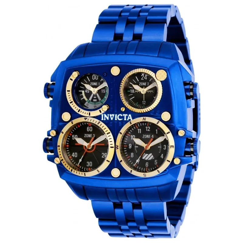Watches with a classic look Invicta Men's Chronograph Watch - Aviator Black Dial Blue Case Bracelet | 35199 Watches with a classic look Invicta Men's Chronograph Watch - Aviator Black Dial Blue Case Bracelet | 35199