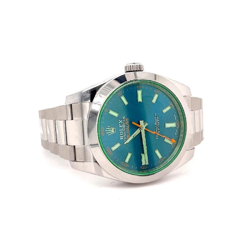 Luxury brand automatic watches for men   2020 Rolex Milgauss Reference 116400GV Blue Dial