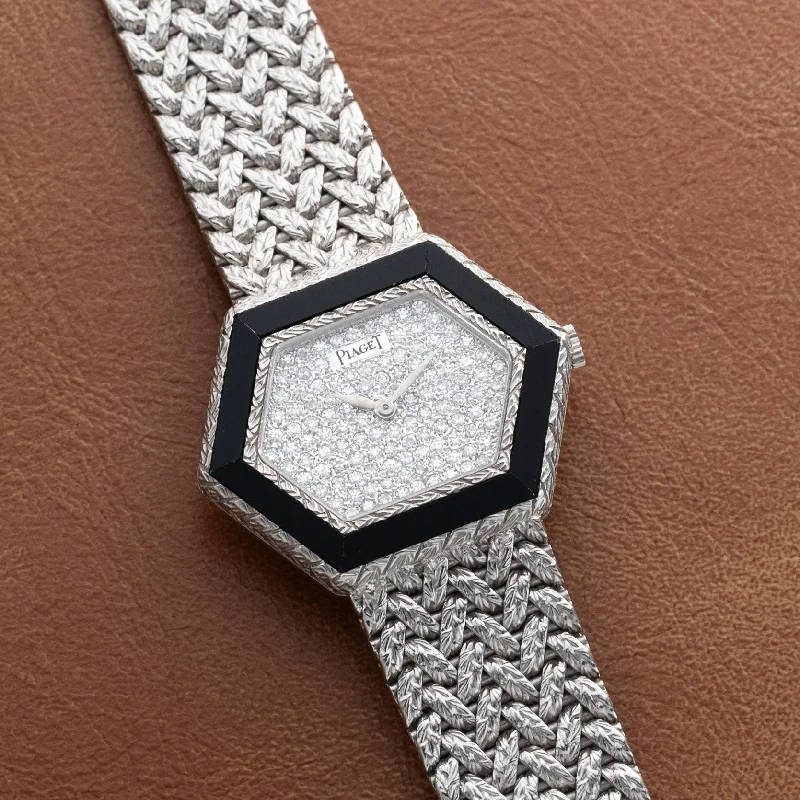 Modern design square dial watches   Piaget Hexagonal Diamond Dress Watch