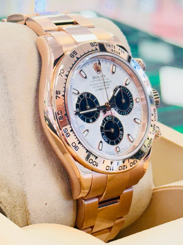 Watches with a stylish look   Rolex Daytona 116505 Cosmograph EverRose Gold Custom Meteorite style Dial Box/Papers MINT