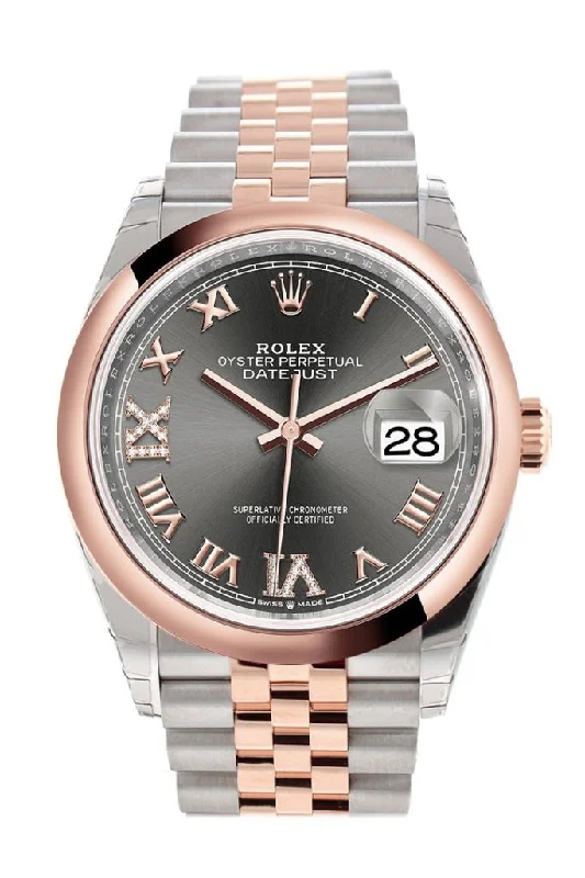 Watches for special occasions   Rolex Datejust 36 Dark rhodium set with diamonds Dial Dome Rose Gold Two Tone Jubilee Watch 126201 NP