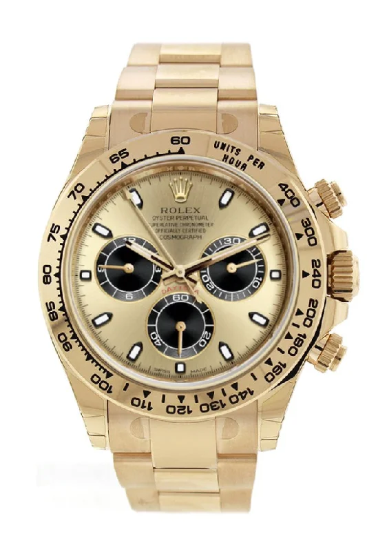 Luxury brand automatic watches for men   Rolex Daytona Black and Champagne Dial Men's 18kt Yellow Gold Oyster Watch 116508