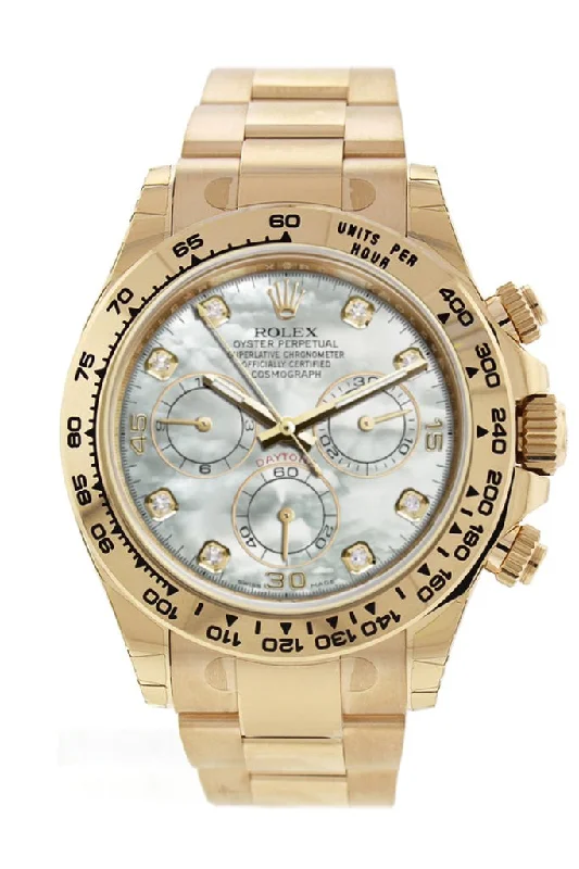 Watches with a classic look   Rolex Cosmograph Daytona White Mother of Pearl Dial 18K Yellow Gold Men's Watch 116508