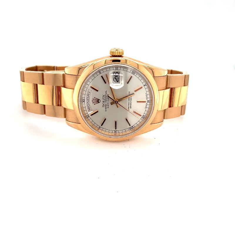 elegant dress watches for formal events   2002 NOS Rolex Day Date 36 18kt Rose 2