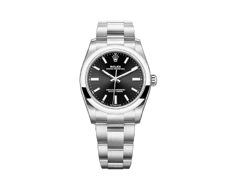 stylish watches for everyday wear   34mm No-Date Black Index Dial